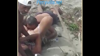 Threesome in the sand snarled illegal
